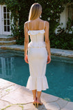Mermaid White Engagement Dress With Ruffles