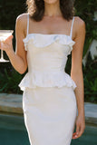 Mermaid White Engagement Dress With Ruffles