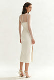 Long Sleeve Ivory Sheath Engagement Dress With Slit