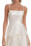 Ivory Tiered A Line Spaghetti Straps Engagement Dress