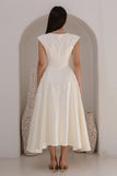 Ivory Satin Bateau Neck A Line Engagement Dress