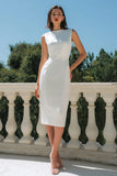 Simple White Sheath Midi Dress