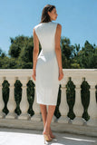 Simple White Sheath Midi Dress