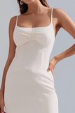 Mermaid Ivory Midi Engagement Dress With Ruffles