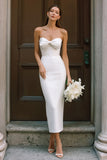Sweetheart White Sheath Engagement Dress With Slit