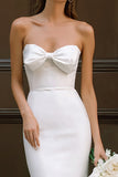 Sweetheart White Sheath Engagement Dress With Slit