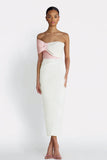 One Shoulder Ivory Sheath Midi Formal Dress