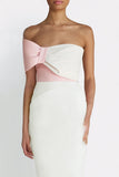 One Shoulder Ivory Sheath Midi Formal Dress
