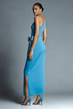 Peacock Blue One Shoulder Sheath Long Foraml Dress With Slit
