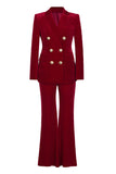 Dark Red 2 Piece Double Breasted Women's Suit