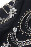 Sparkly Black Beaded Peaked Lapel Women Prom Blazer