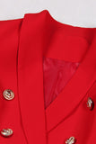Red Shawl Lapel Double Breasted Women Blazer