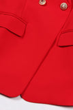 Red Shawl Lapel Double Breasted Women Blazer