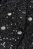 Sparkly Black Shawl Lapel Slim Fit Women Prom Blazer