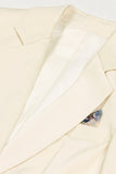 Notched Lapel Ivory 2 Piece Satin Women Prom Suits