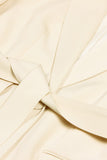 Notched Lapel Ivory 2 Piece Satin Women Prom Suits