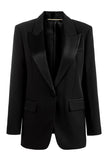 Black Peaked Lapel Single Buckle Women Blazer