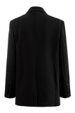 Black Peaked Lapel Single Buckle Women Blazer