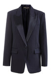 Black Peaked Lapel Single Buckle Women Blazer