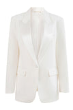 Black Peaked Lapel Single Buckle Women Blazer
