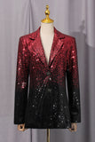 Sparkly Notched Lapel Black Red 2 Piece Women Prom Suits