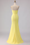 Strapless Mermaid Long Yellow Prom Dress