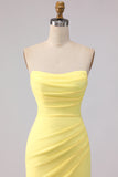 Strapless Mermaid Long Yellow Prom Dress
