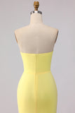 Strapless Mermaid Long Yellow Prom Dress