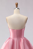 Satin Pink Sweetheart Ball Gown Long Prom Dress