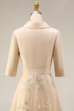 A Line Sage Green Floral Notched Lapel Long Mother Of The Bride Dress with Bow