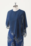 Navy Chiffon Capelet Cover Up for Mother of the Bride