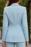 Peaked Lapel 2 Piece Sky Blue Slim Fit Women Suits