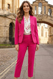 2 Piece Fuchsia Slim Fit Women Suits with Pockets