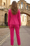 2 Piece Fuchsia Slim Fit Women Suits with Pockets