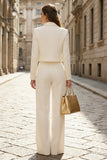 2 Piece Peaked Lapel Ivory Satin Women Suits