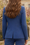 Stripe 2 Piece Peaked Lapel Royal Blue Women Suits