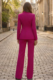 Peaked Lapel 2 Piece Fuchsia Women Suits