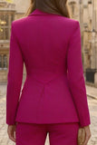 Peaked Lapel 2 Piece Fuchsia Women Suits