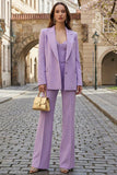 Peaked Lapel 2 Piece Lilac Women Suits with Pockets