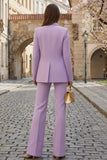 Peaked Lapel 2 Piece Lilac Women Suits with Pockets