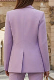 Peaked Lapel 2 Piece Lilac Women Suits with Pockets