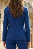 Notched Lapel Royal Blue Single Buckle Women Suits