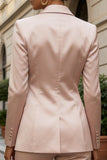Light Pink Peaked Lapel 2 Piece Satin Women Suits