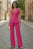2 Piece Fuchsia Single Breasted Slim Fit Women Suits