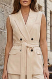 Peaked Lapel 2 Piece Champagne Women Suits with Sash