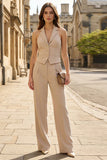 Notched Lapel 2 Piece Light Khaki Single Breasted Women Suits