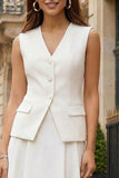 A Line 2 Piece Slim Fit Ivory Midi Work Dress