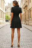 Black Notched Lapel A Line Short Work Dress