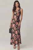 One Shoulder Pink Floral Wedding Guest Dress