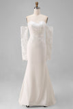 Sweetheart Mermaid Appliqued Satin Wedding Dress with Court Train (Without Golves)